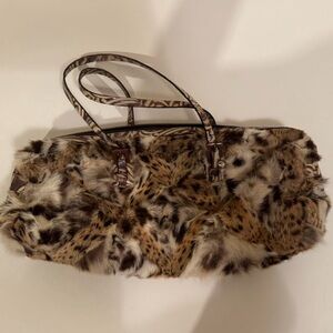 RARE Vintage Fendi Lynx Fur East West Barrel Bag